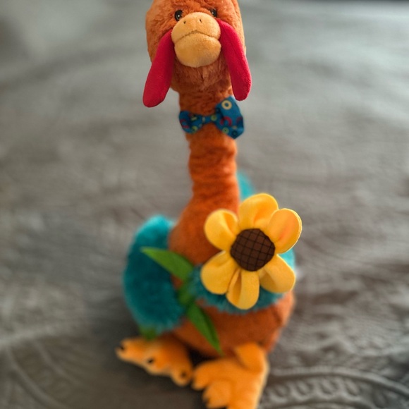 Plush Turkey with Flower - Orange and Yellow - Picture 5 of 8